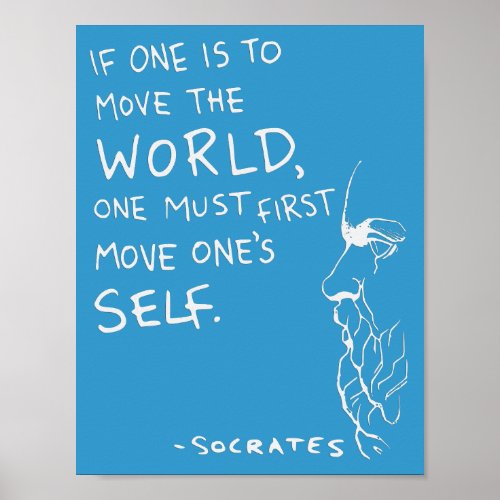 Socrates Move The World Quote Poster Blue