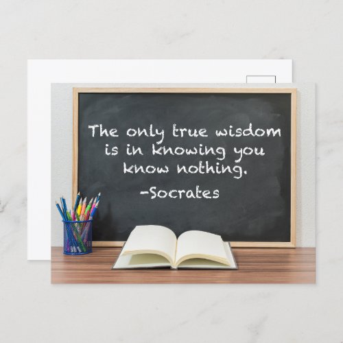 Socrates on True Wisdom Philosophy Quote Postcard