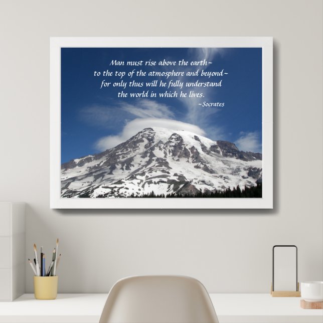 Socrates Philosophical Quote Mount Rainier Framed Art (Home Office)