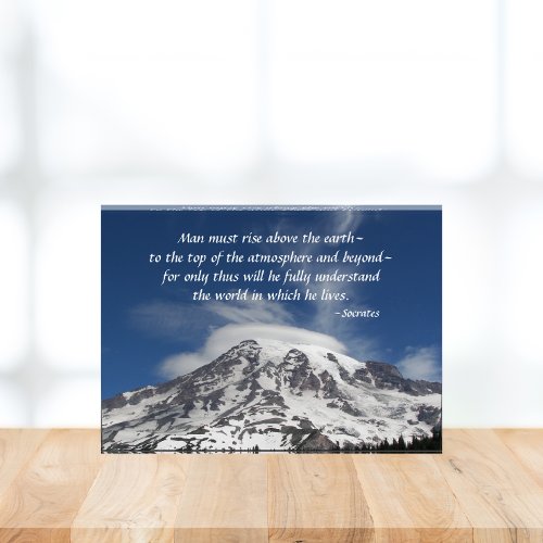 Socrates Philosophical Quote Mount Rainier Photo Block