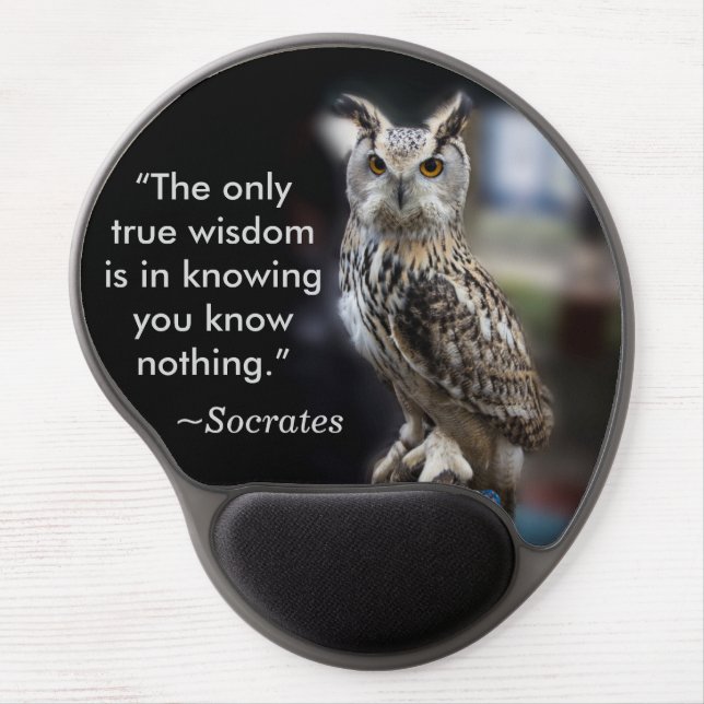Socrates Quote Eagle Owl Gel Mouse Pad (Front)