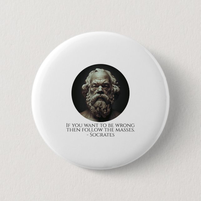 Socrates Quote On How To Be Wrong - Ancient Greek  Button (Front)