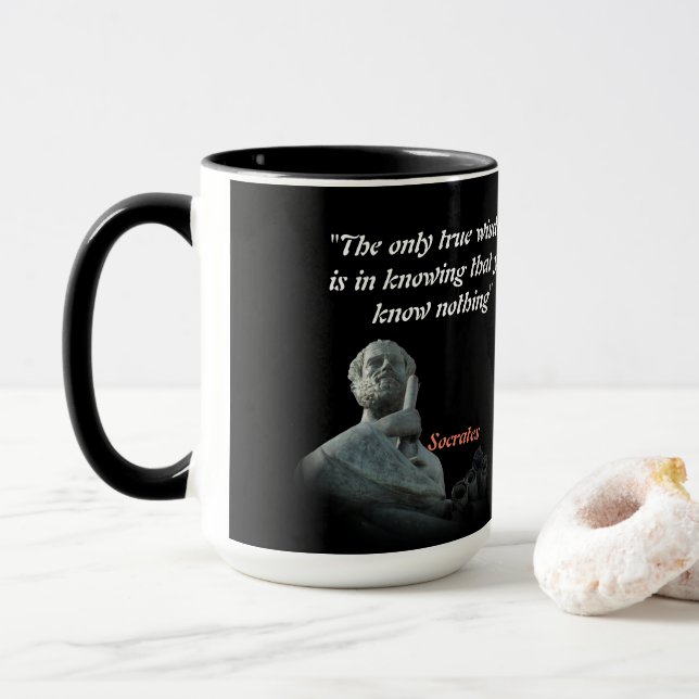 Socrates Quote On Wisdom Mug (With Donut)