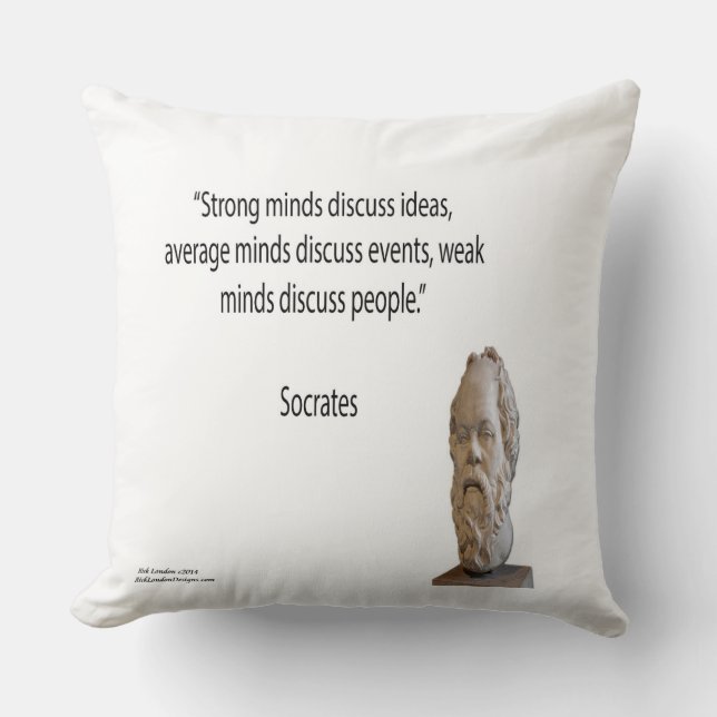 Socrates Strong Minds Quote Large Throw Pillow (Front)