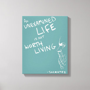 Socrates' "Unexamined Life" Quote Canvas (Blue) Print