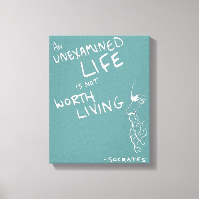 Socrates'  "Unexamined Life" Quote Canvas (Blue) Print (Front)