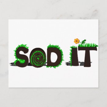 "sod It" Grass Sod Design Postcard by Spiderwebs at Zazzle