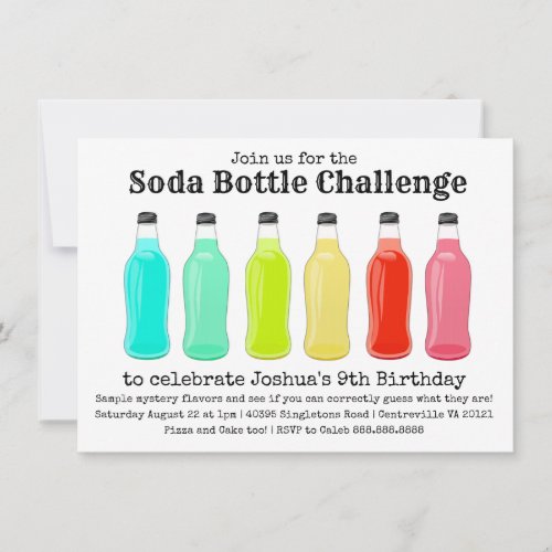 Soda Bottle Challenge Birthday Party Invitation