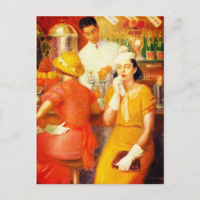 Soda Fountain - William Glackens (1935) Postcard (Front)