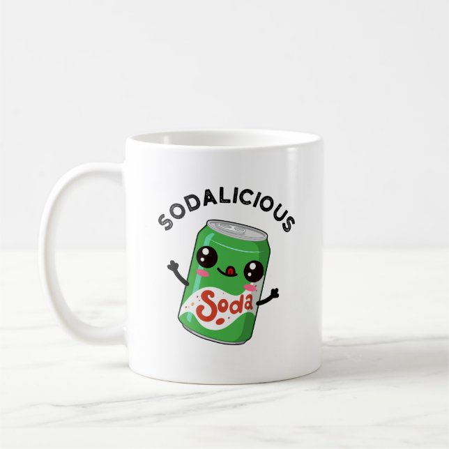 Soda-licious Funny Soda Pop Pun  Coffee Mug (Left)