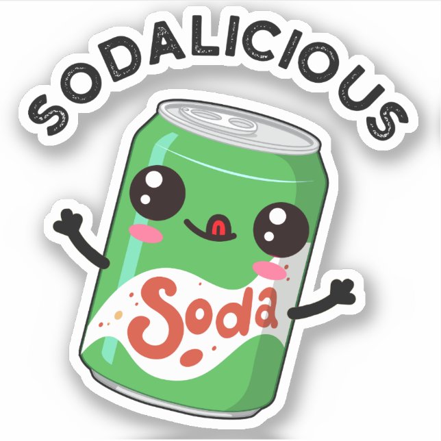 Soda-licious Funny Soda Pop Pun  Sticker (Front)