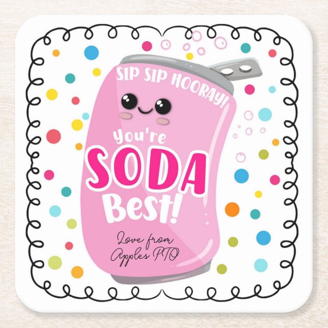 soda- lightful appreciation square sticker square paper coaster (Front)