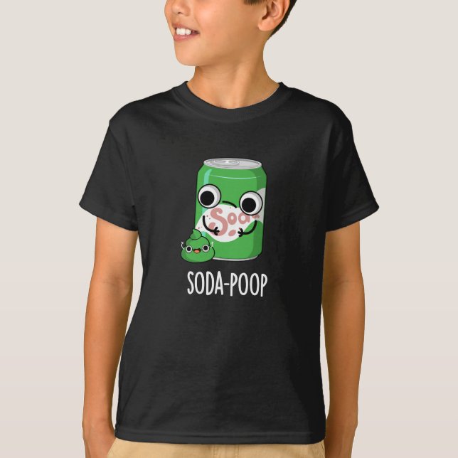 Soda Poop Funny Drink Pun Dark BG T-Shirt (Front)