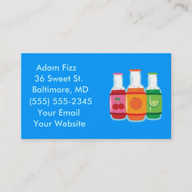 Soda Pop Bottle Business Cards (Front)