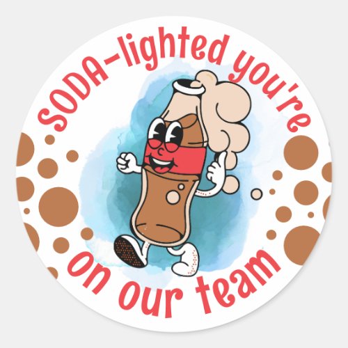 Soda pop bottle team employee treat award sticker