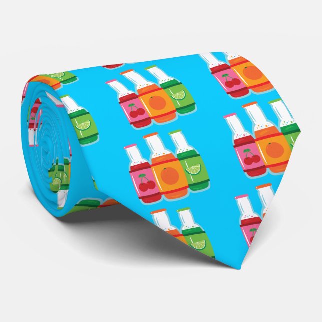 Soda Pop Bottles Neck Tie (Rolled)