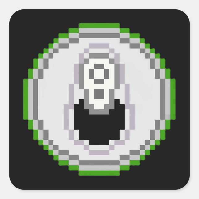 Soda Pop Can Pixel Art - Green Square Sticker (Front)