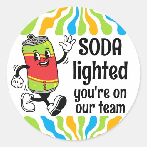 Soda pop can team employee treat award sticker