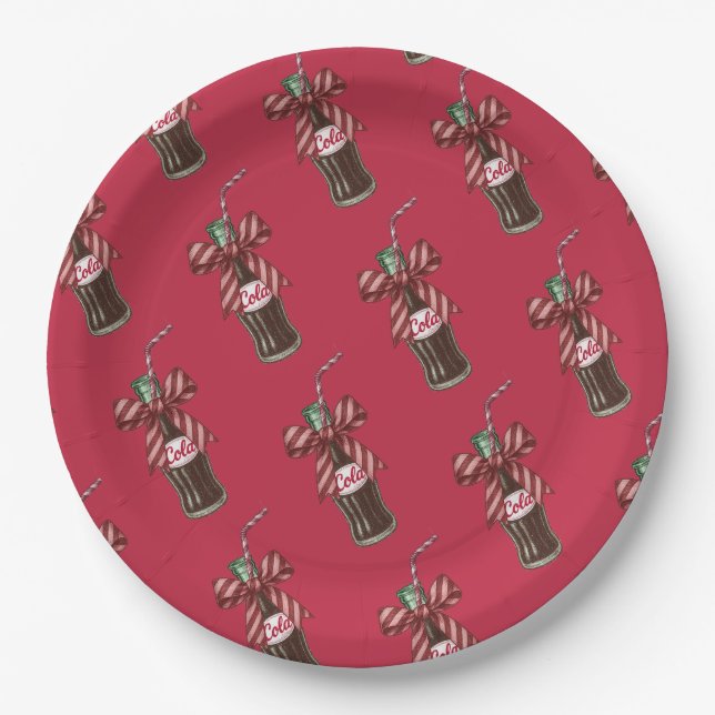 Soda Pop Cola Bottle Party Paper Plates (Front)