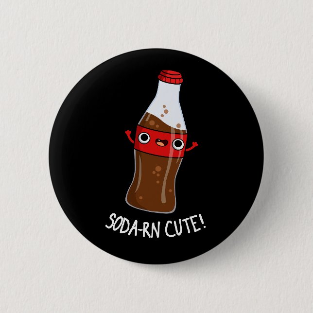 Soda-rn Cute Funny Soda Pun Dark BG Button (Front)