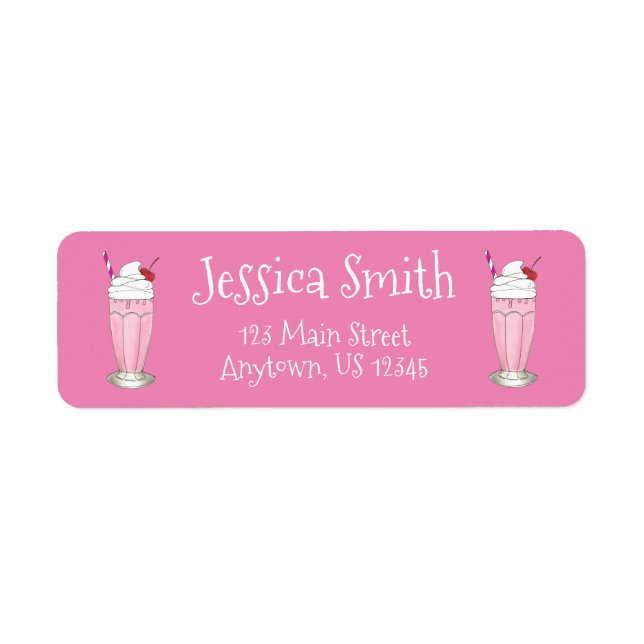 Soda Shoppe Strawberry Ice Cream Milkshake Shake Label (Front)