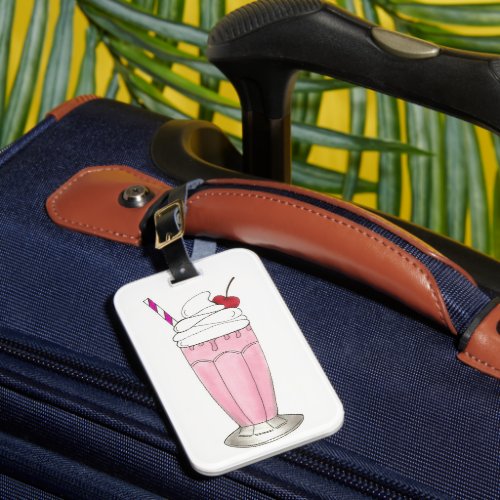 Soda Shoppe Strawberry Ice Cream Milkshake Shake Luggage Tag