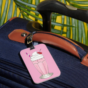 Soda Shoppe Strawberry Ice Cream Milkshake Shake Luggage Tag