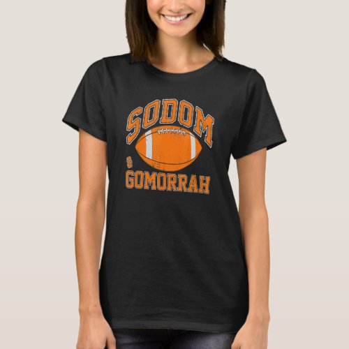 Sodom  Gomorrah Mock Athletic Distressed Football T_Shirt