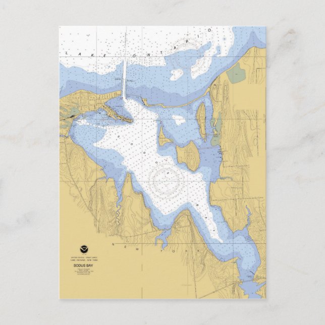 Sodus Bay NY Nautical Harbor Chart Postcard (Front)