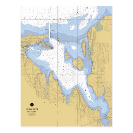 Sodus Bay NY Nautical Harbor Chart Postcard | Zazzle