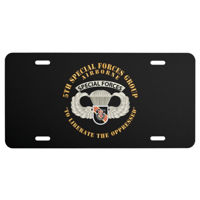 SOF - 5th SFG - Airborne Badge - Vietnam License Plate (Front)