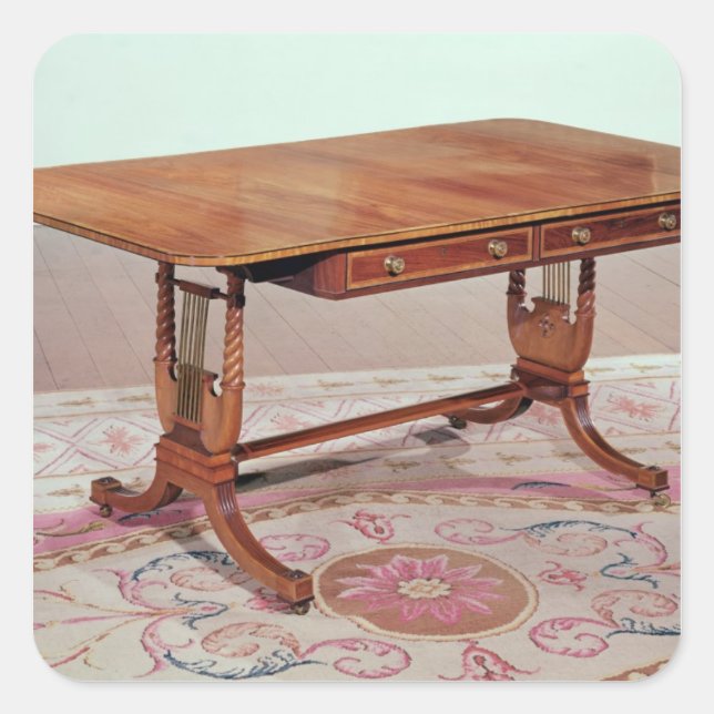 Sofa table with harp legs by Thomas Square Sticker (Front)
