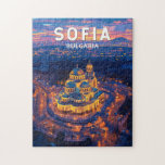 Sofia Bulgaria Illustration Travel Art Vintage Jigsaw Puzzle<br><div class="desc">Sintra retro vector travel design. Sofia,  the capital of Bulgaria,  is a vibrant city blending ancient history with modern charm,  featuring landmarks like the Alexander Nevsky Cathedral,  the Roman ruins of Serdica,  and the scenic Vitosha Mountain.</div>