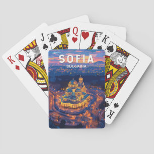 Sofia Bulgaria Illustration Travel Art Vintage Poker Cards