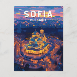 Sofia Bulgaria Illustration Travel Art Vintage Postcard