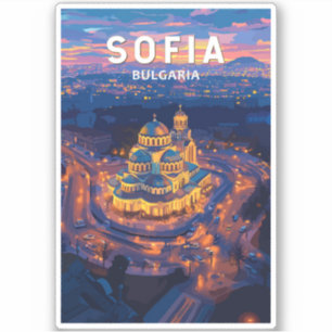 Sofia Bulgaria Illustration Travel Art Vintage Sticker