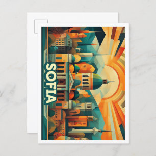 Sofia Bulgaria Travel artistic colorful Postcard