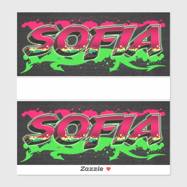 Sofia First Name Graffiti Sticker (Sheet)
