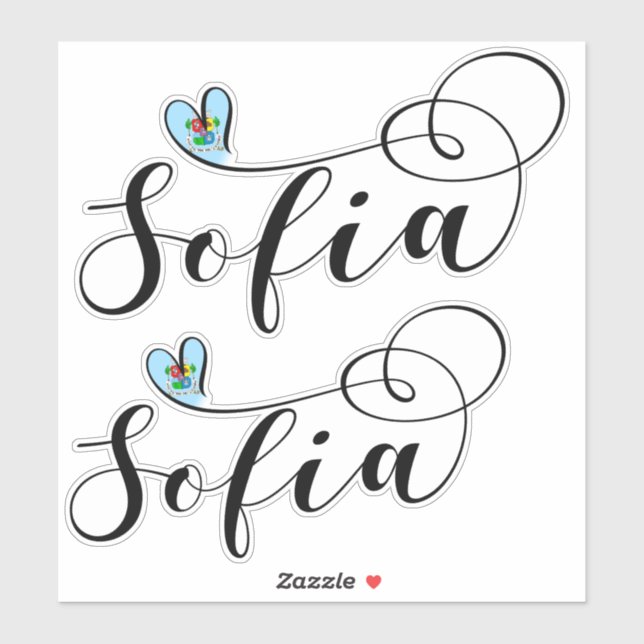 Sofia Flag, Heart Sofia, Bulgaria Sticker (Sheet)
