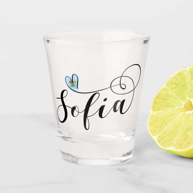 Sofia Flag, I Heart Sofia, Bulgaria Shot Glass (Front)