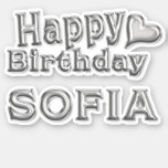 Sofia Happy Birthday silver Sticker