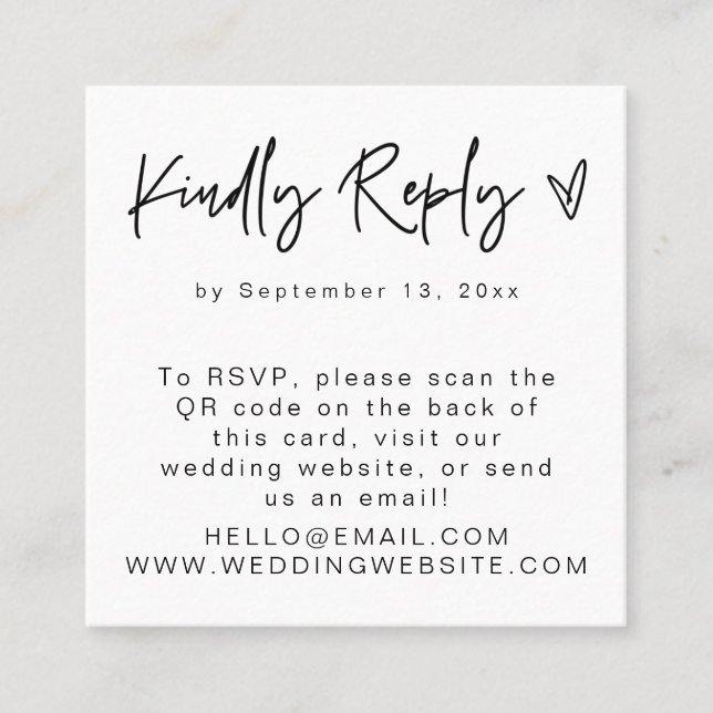 SOFIA Modern Simple Clean QR Code RSVP Square Card (Front)