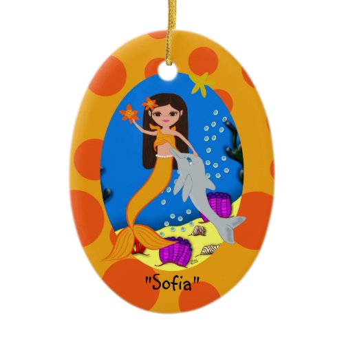 Sofia Orange Mermaid Ornament