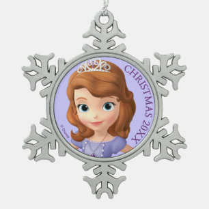 Sofia the First 2 Snowflake Pewter Christmas Ornament