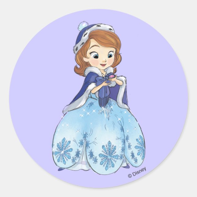 Sofia the First | Sofia's Snowflake Gown Classic Round Sticker (Front)
