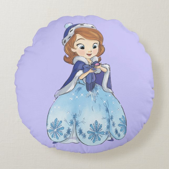 Sofia the First | Sofia's Snowflake Gown Round Pillow (Front)