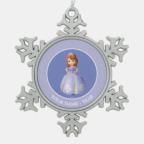 Sofia The First  Standing Add Your Name Snowflake Pewter Christmas Ornament