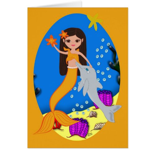 Sofia the Mermaid and Dolphin Card