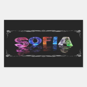 Sofia - The Name Sofia in 3D Lights (Photograph) Rectangular Sticker
