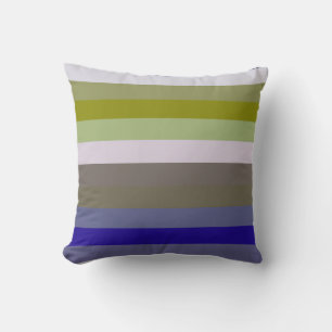 Soft 70s Avocado & Lilac Stripe Pattern Throw Pillow